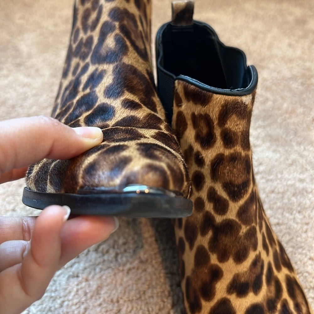 Marc Fisher Calf Hair Leopard Print Yaley Pointed Toe Booties - Picture 3 of 10